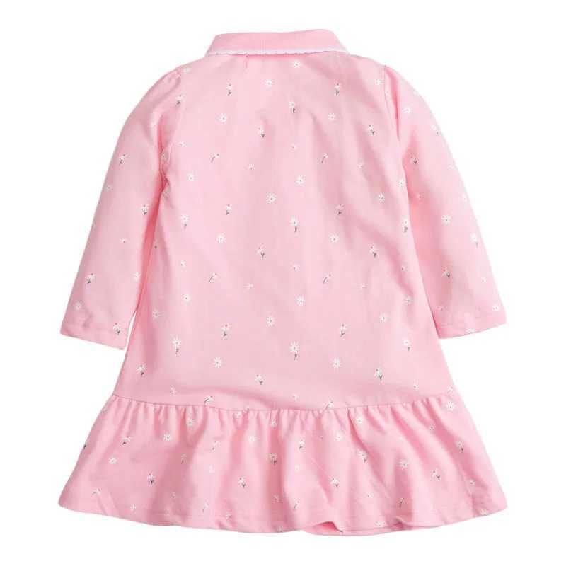 Sukienki dziewczynki Odwrotnie kołnierz dziecięcy dziecięca sukienka golfowa Wysokiej jakości dzianina bawełniana jednoczęściowa sukienka Casual Childrens Baby Girl Clothingl2405