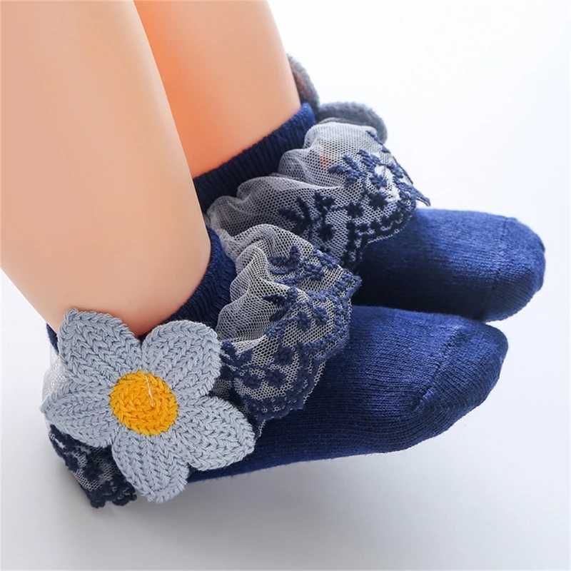 Chaussettes pour enfants bébé chaussettes d'été pour les chaussettes en dentelle de fleur de fleur de fleur