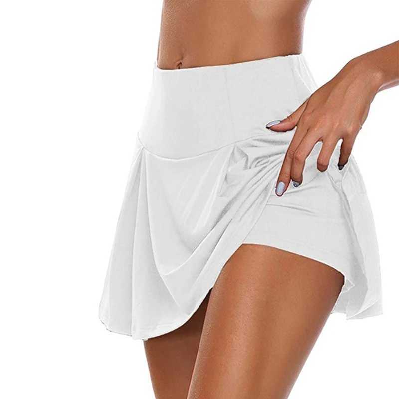 Skirts Skorts 2 in 1 Tennis Skirt Women Breathable Yoga Skirts Female Fake Two-piece Sports Shorts Casual Gym Exercise Bottoms Skirts d240508