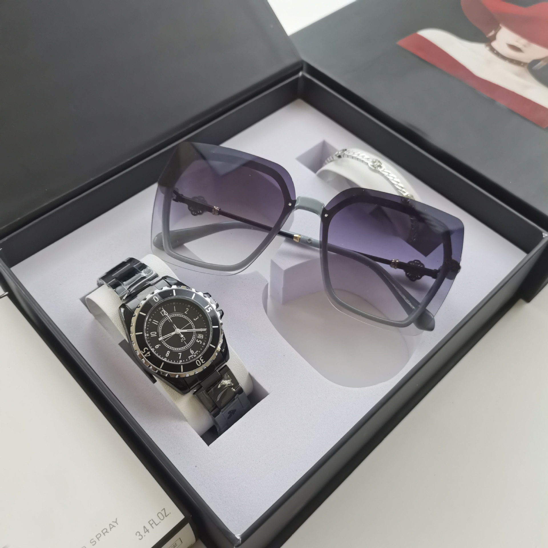 Chy okulary przeciwsłoneczne zegarek set pudełko luksusowe zegarek projektant Wodoodporny automatyczny stół randkowy damskie okulary przeciwsłoneczne sporty harmonier luksusowe opakowanie pudełka na prezenty