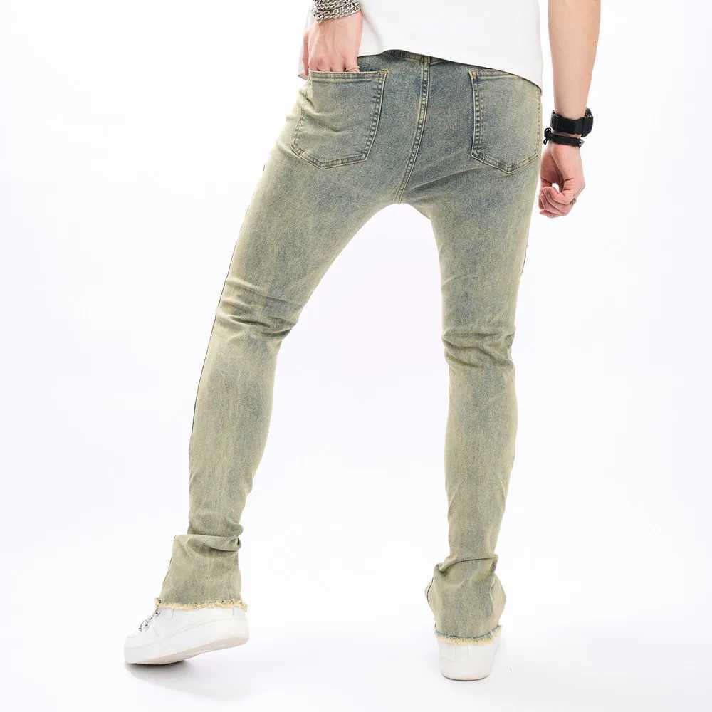 Jeans masculin mode trous vintage mascules hop slim jeans pantalon mâle strtwear déchiré de jogging décontracté solide pantalon denim y240507