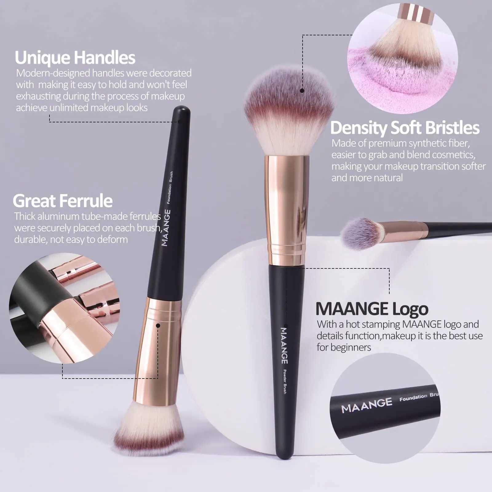 Brosses de maquillage maange Brouste Stockage Set Bristle Basic Basic Bross Omber Shadow Powder Blusher Rocinier pour les femmes débutantes Q240507