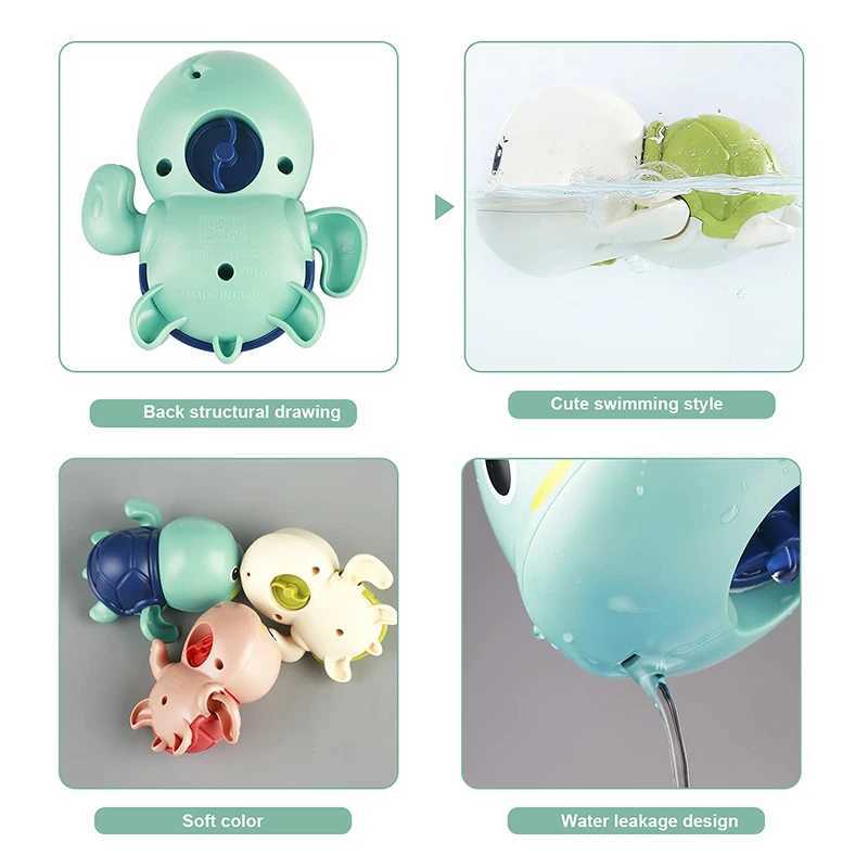 Bath Toys Bath Toys Cute Swimming Turtle Floating Wind Up Toys New Born Toddlers Bathtub Water Preschool Pool Toys For Baby Gifts D240507