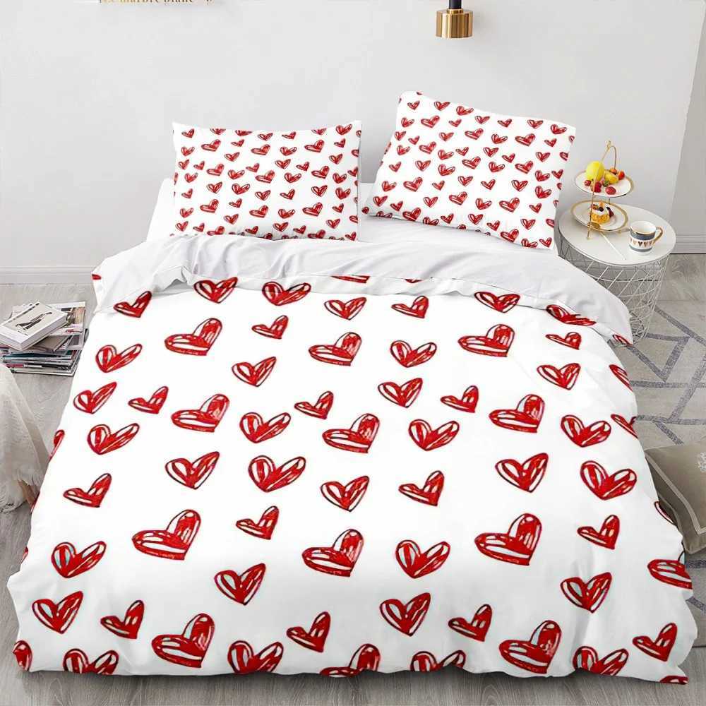 Bedding sets Love Heart Duvet Cover Luxury Romantic Theme For Couple Valentines Day Gifts Microfiber Bedroom Decoration Women Gifts Queen J240507
