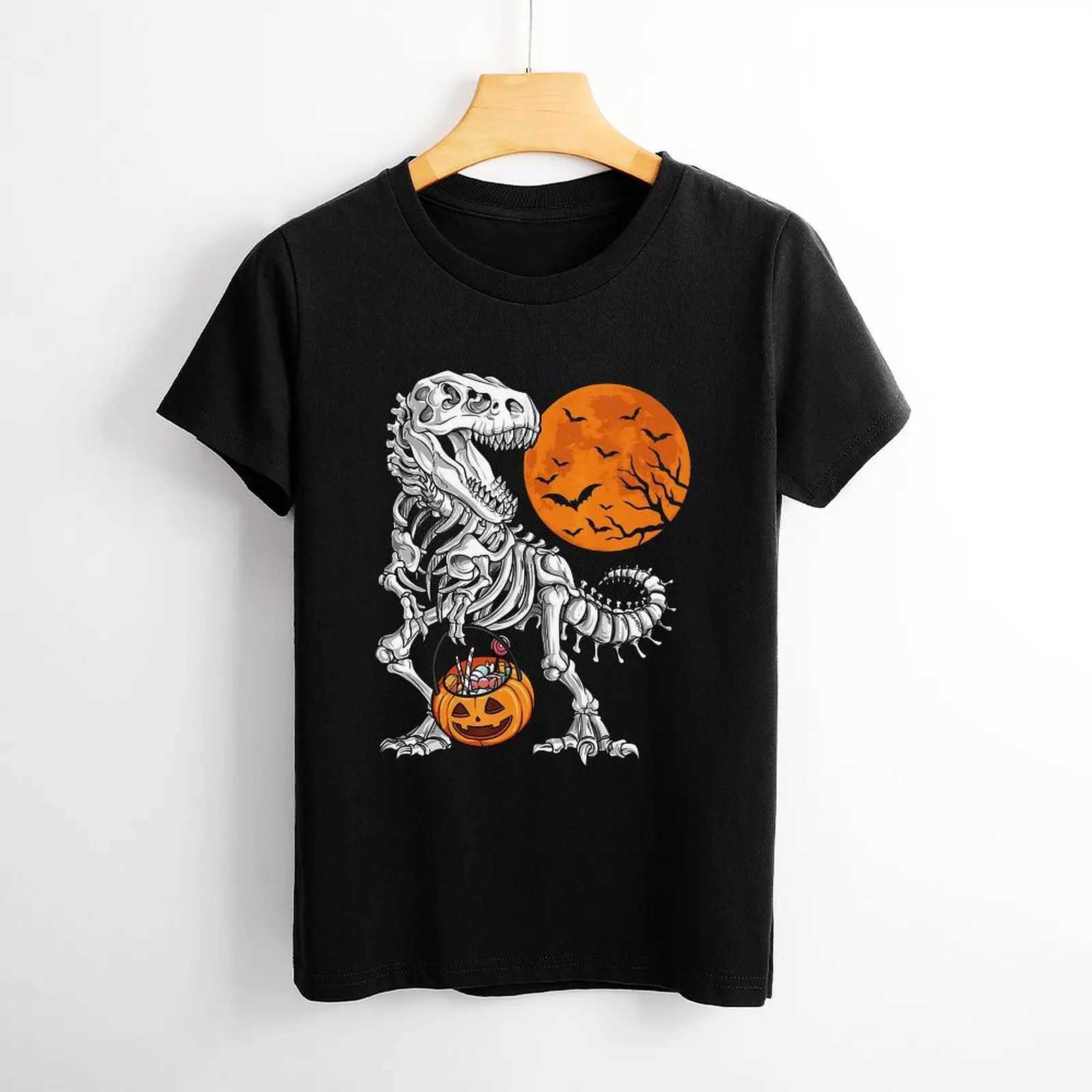T-shirt féminin Hallown Dinosaur squelette imprime