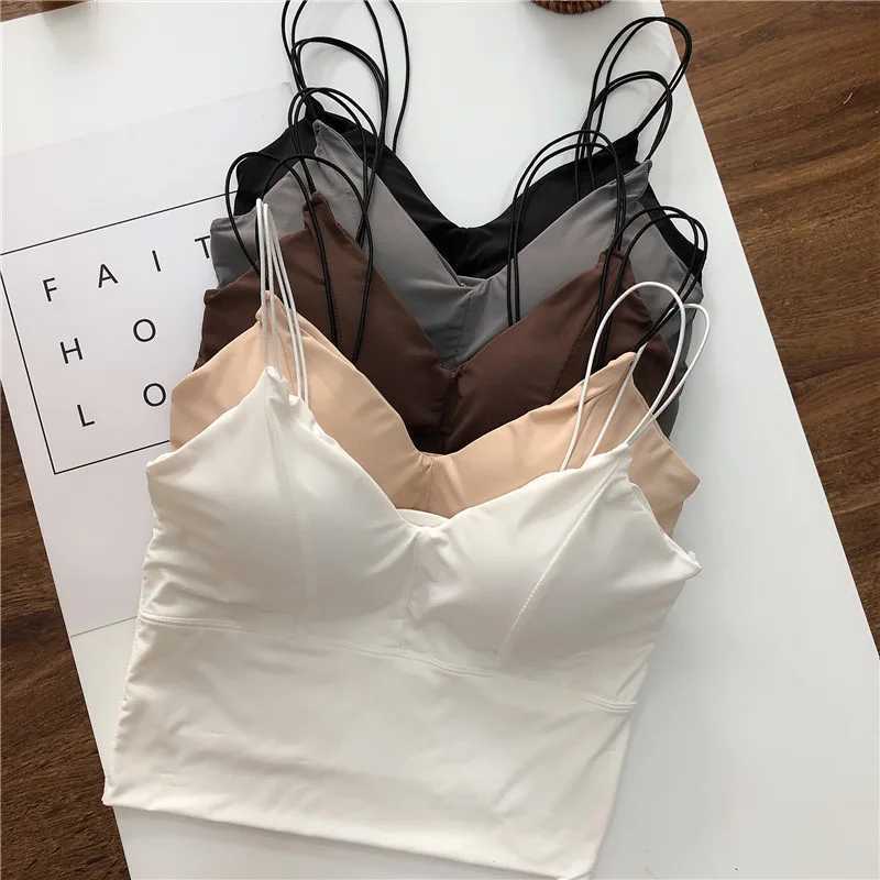 Tanks pour femmes Silk Ice Silk pour femmes Summer Souffable Comfort sous-vêtements Filles Crops Crops Vest Female Black Sexy Tube Tops Bras blancs