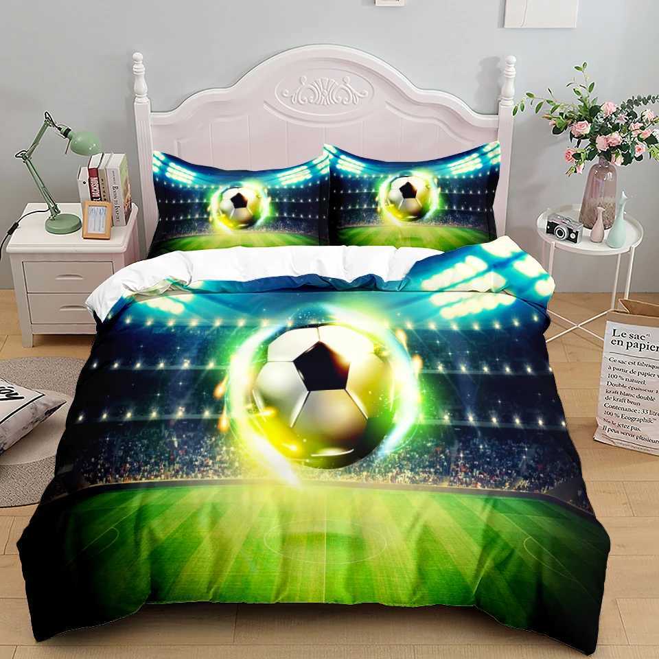 Ensemble de literie Football Liber Set 3d Soccer Soccer Boys Couvrette de garçons 135 Single Nordic Child Quilt Bed Cover Set Queen King Size Bedpreads J240507