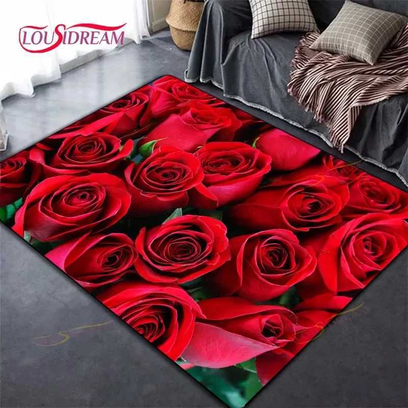 Tapis exquis rose imprimé tapis salon salon anti-skid tapis mères de chambre à coucher photographie accessoires