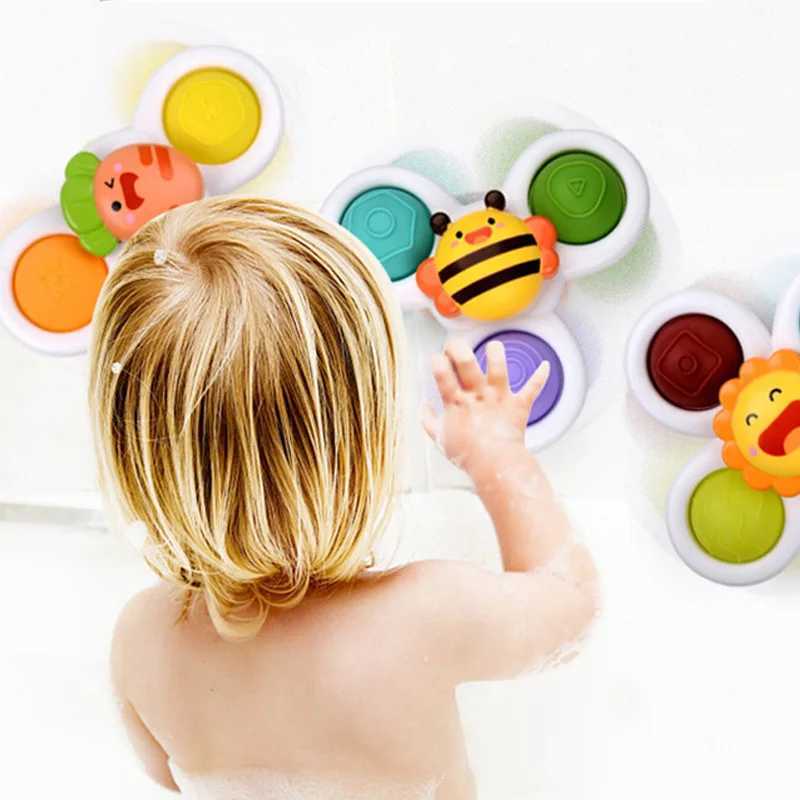 Toys da bagno Baby Montessori Sucker Toys Rotating Childrens Fingertip Gyro Education ROUTER RATLE BATH BAW BATH BAW BAY 