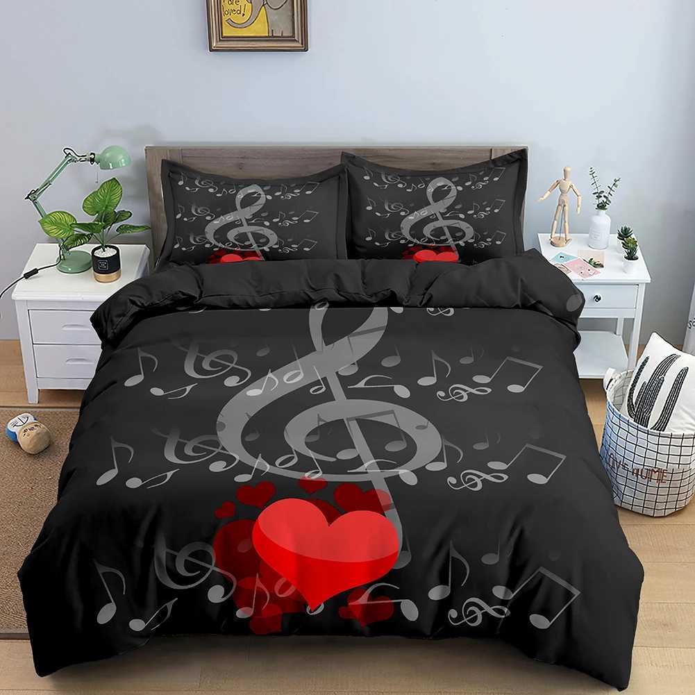 Conjuntos de cama Conjunto de roupas de cama musical Tema musical Capa King/Queen Size com travesseiro da moda Psicodélica Soft Duvet Capa J0507