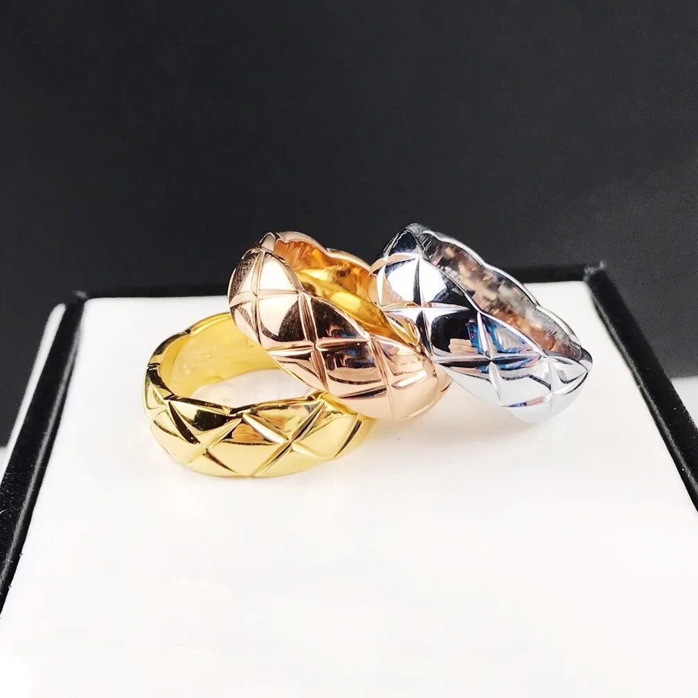 D3 Brand Designer Couple de haute qualité Anneau CNC Craft Gold Gold Silver Silver Silver Ring Rose Gold Birthday Party Bijoux Gift