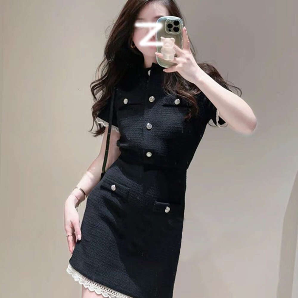 tops dresses for woman 2024 new French niche temperament with a sense of luxury, elegant black waistband, slim knit dress, short skirt for women