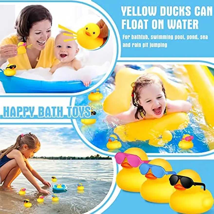 Badspielzeug Bunte Squeak Duck Spielzeugauto -Armaturenbrett Ornamente Bulk Floater Ente für Kinder Babyparty -Party bevorzugt Geburtstag Badezeit D240507