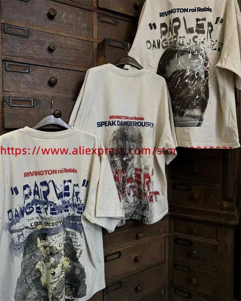 Männer T-Shirts 24SS RRR123 sprechen gefährliche Worte T-Shirt Männer Frauen 1 1 High Quty T Vintage RRR 123 Tops Short Slve T Shirt T240508