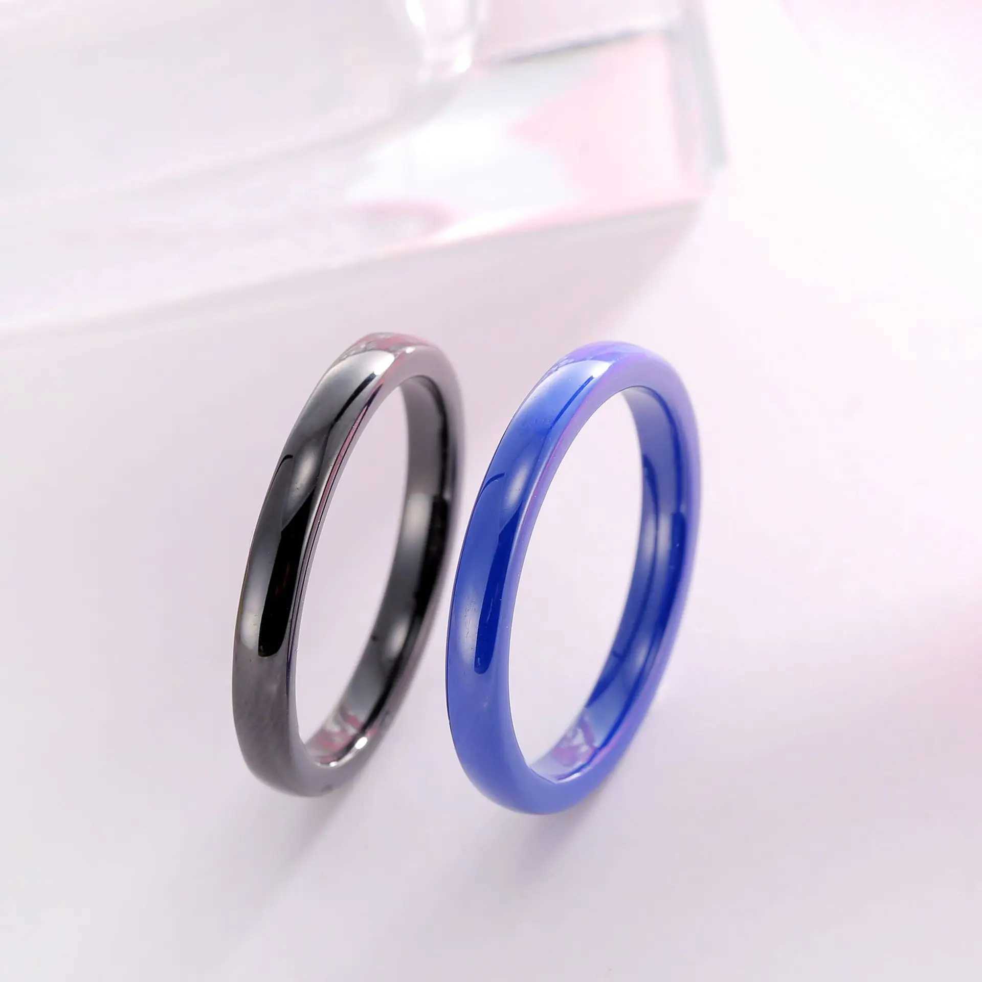 Anelli matrimoni 3mm rosa blu anelli in ceramica sottile bianca nero donna Minimalista semplice Stio liscio Dimensioni 4 5 6 7 8 9 10 11 No Fade
