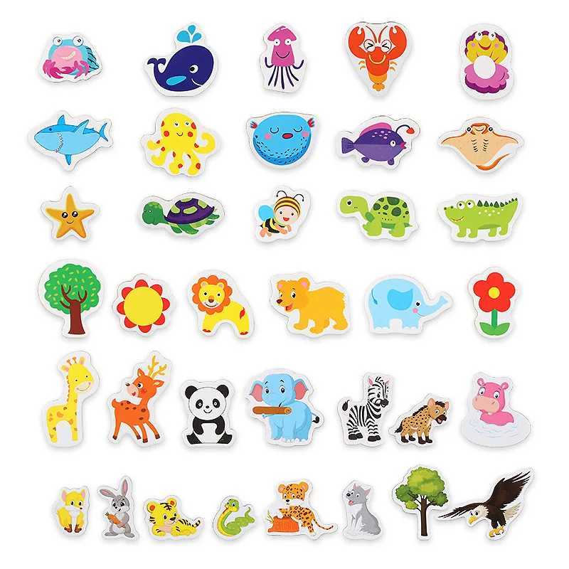 Fridge Magnets Cartoon Animal Magnets for Kids Learning Wooden Fridge Magnets for Children Toy Decorative Whiteboard Sticker