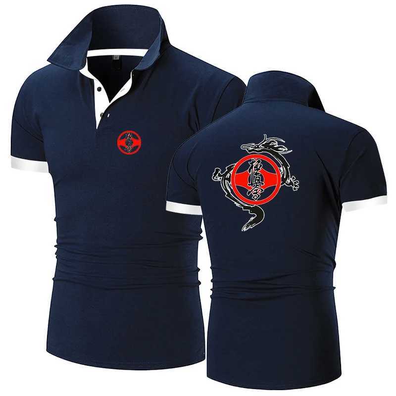 Polos maschile Kyoto Karate 2023 MENS Summer Stampato Fashion Shirt comodo a maniche corte a maniche corta Harajuku Leisure Sports Top Q240508