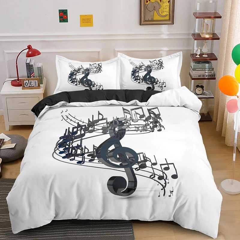 Conjuntos de cama Conjunto de roupas de cama musical Tema musical Capa King/Queen Size com travesseiro da moda Psicodélica Soft Duvet Capa J0507