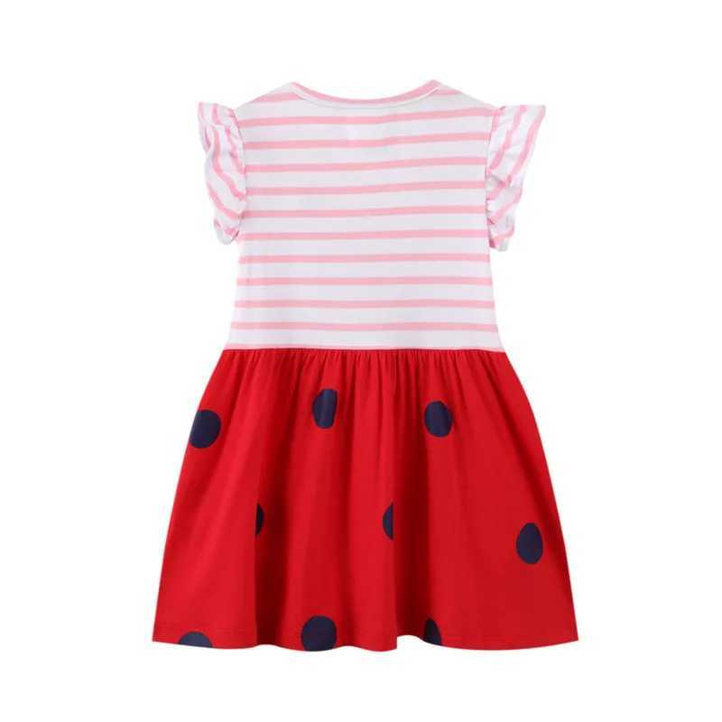 Vestidos de niña Metros de salto Summer Nuevo diseño Princess Girls Dresses Ladybug Linda ropa de bebé Túnica para niños Boda de cumpleaños Flocksl2405