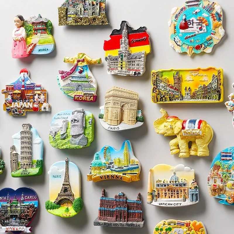 FRIDGE MAGNETS WORLD TOUSISMSOUVENIR RESIN FRIDGE MAGNET STICKERS ITALY PARIS VIENNA MAGNETS FOR THE REFRIGERATOR CRAFTS HOME DECOR