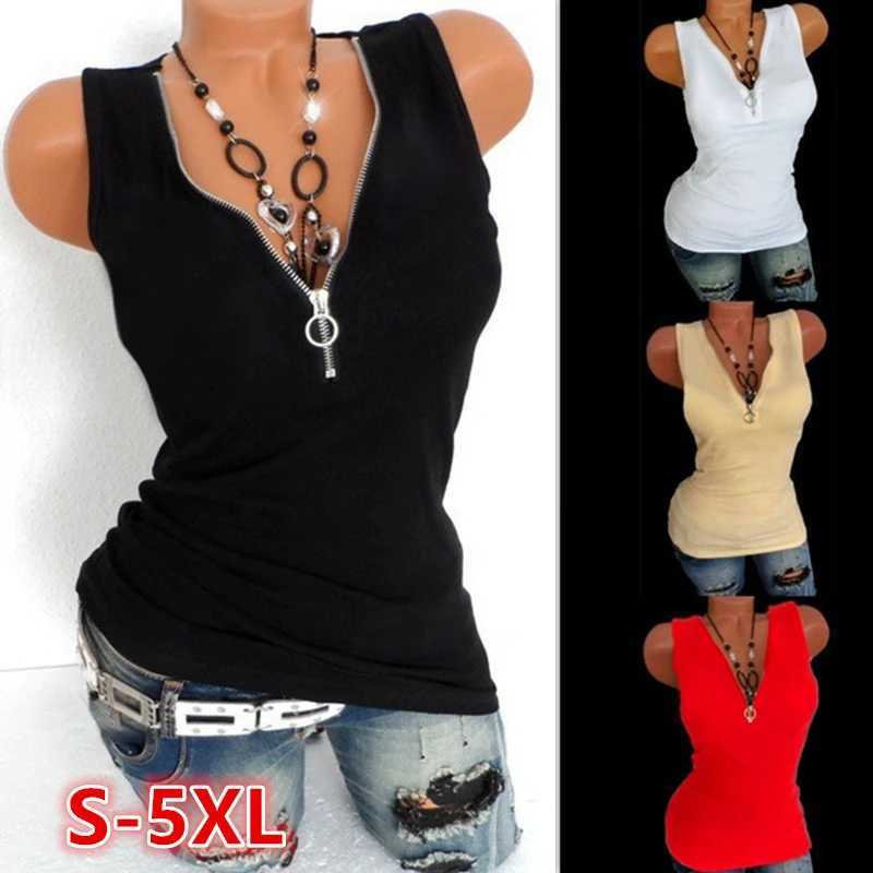 Blouses-shirts voor dames Harajuku Leisure Sexy Tank Top T-shirt Fashion Diamond T-shirt Dameshirt Summer T-shirt Dames Zipper V-hals Topl2405