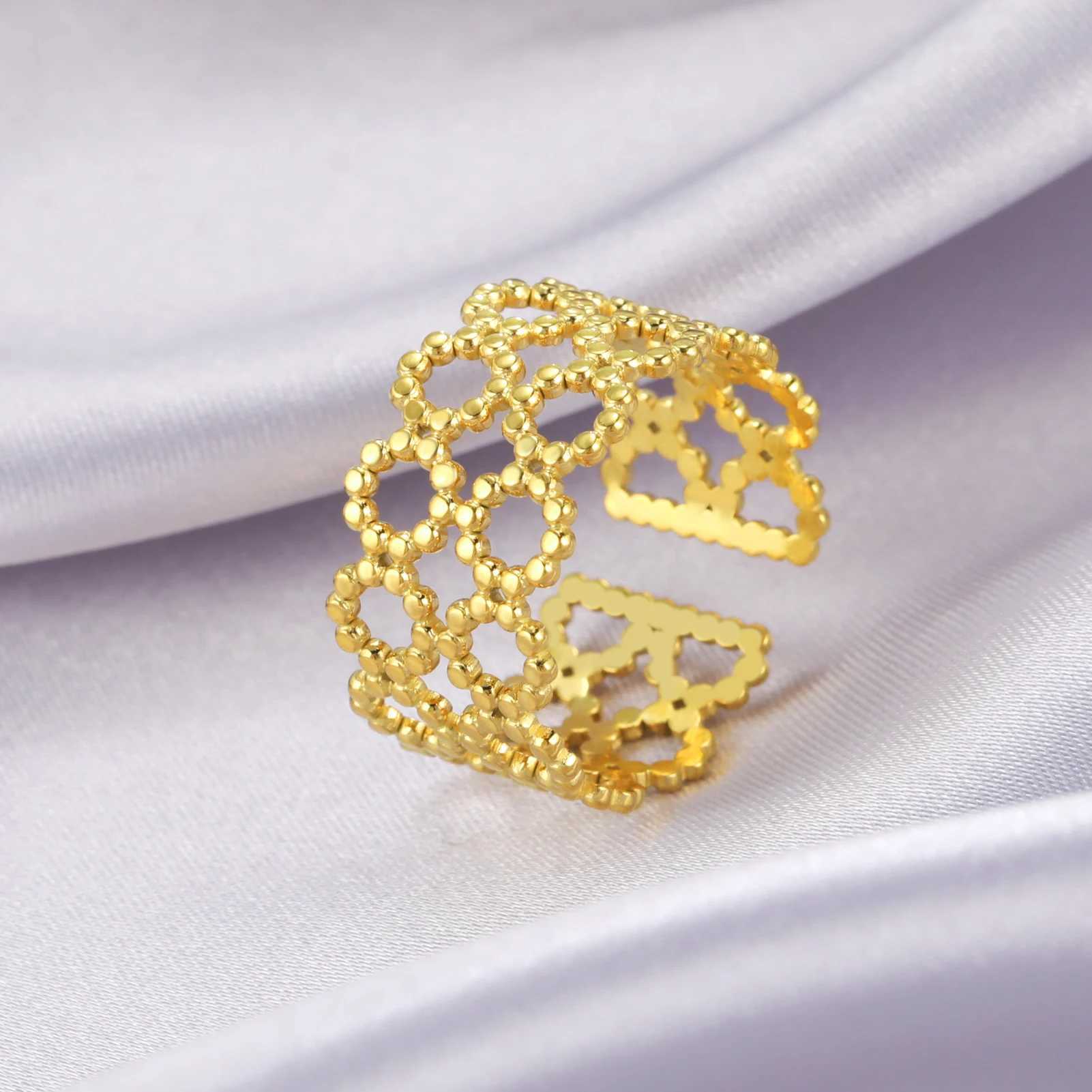 Обручальные кольца Skyrim круглые геометрические открытые кольца для женщин из нержавеющей стали двойные слои регулируемое кольцо пальца 2024 Gired Giftry Giftry