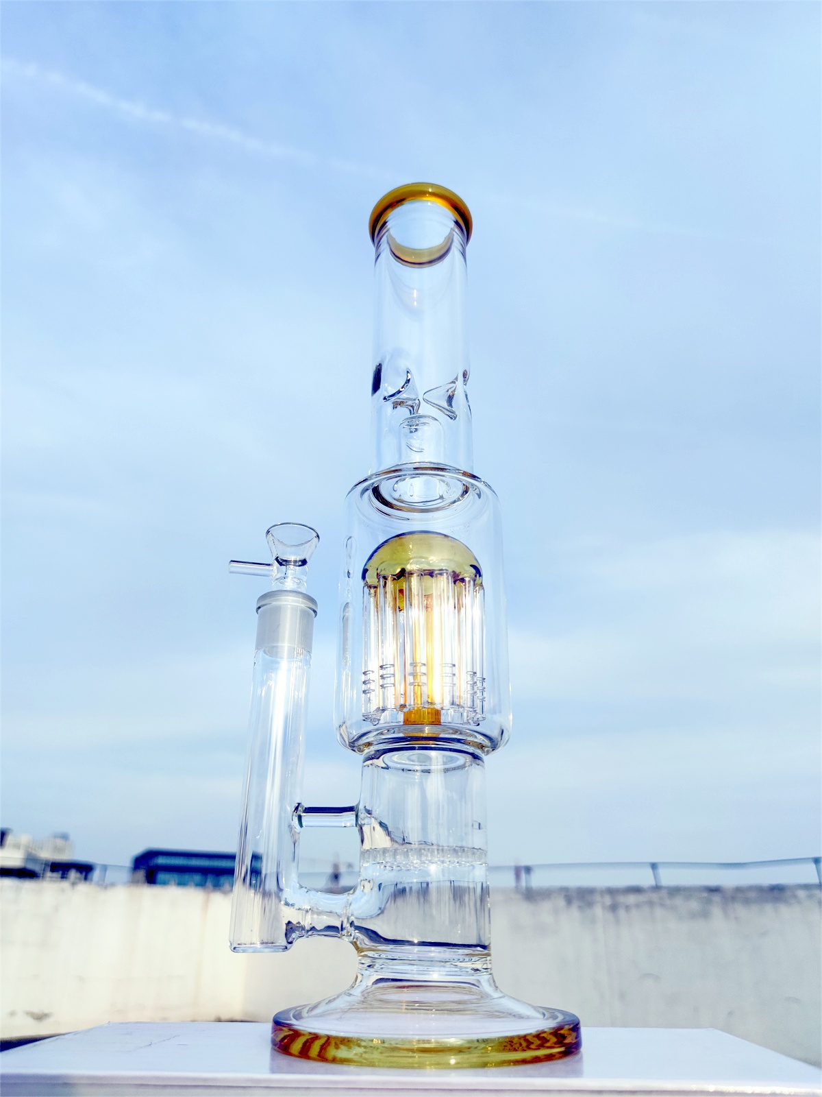 16 Inch Heady Glass Bong 9MM Thickness Heavy Clear Yellow Ice Catcher Jellyfish Filter Hookah Glass Bong Dab Rig Recycler Water Bongs 14mm US Warehouse