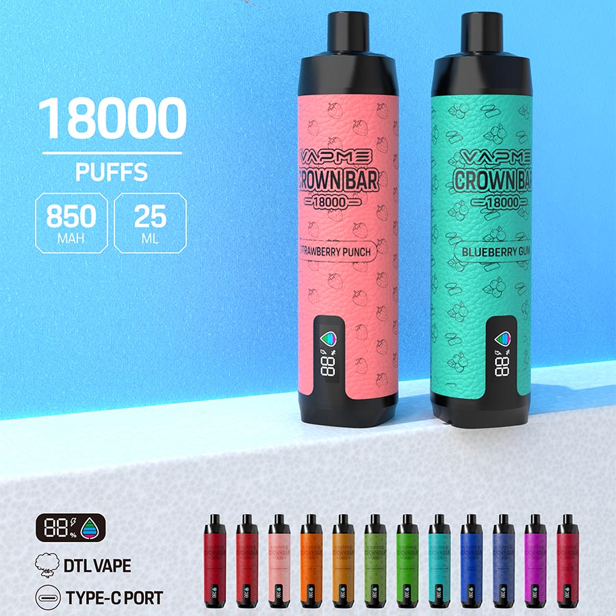 EU Popular VapMe Crown Bar 18000 Puffs DTL Vape jetable Vape 650mAh Batter