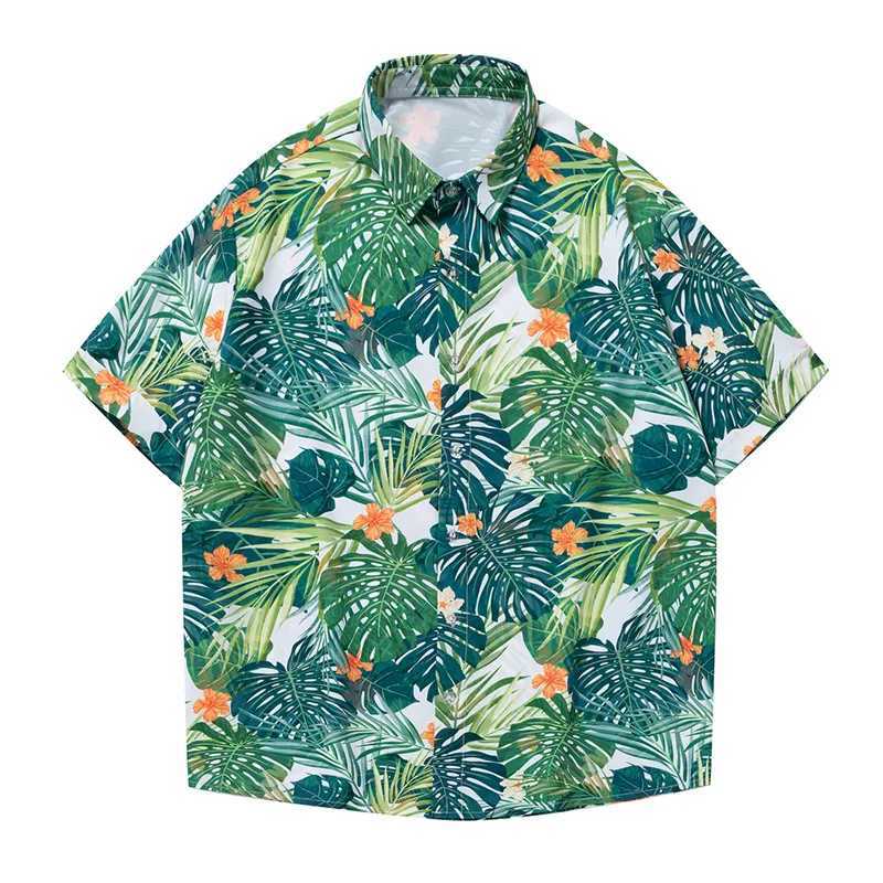 Camisas casuais masculinas Hawaiian Short Slve camisa homem Man Camisa masculina Marca de luxo masculino T-shirts Fashion Tiki Bloups Social fr Shipping Y240506