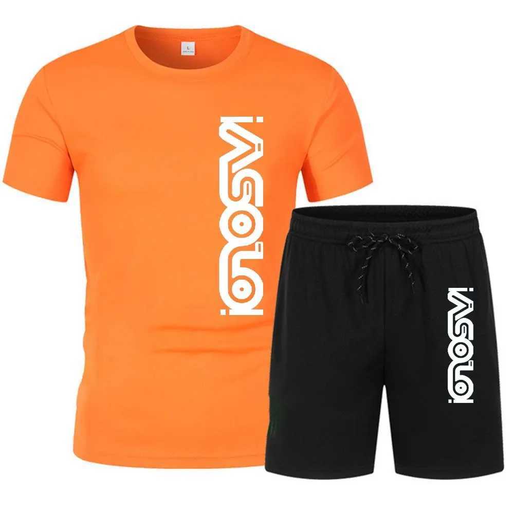 Parcours masculins Summer Mens Sportswear Summer Summer Mens Fitness Setwear T-shirt à manches courtes + Shorts Séchage rapide 2 pièces de printl2405