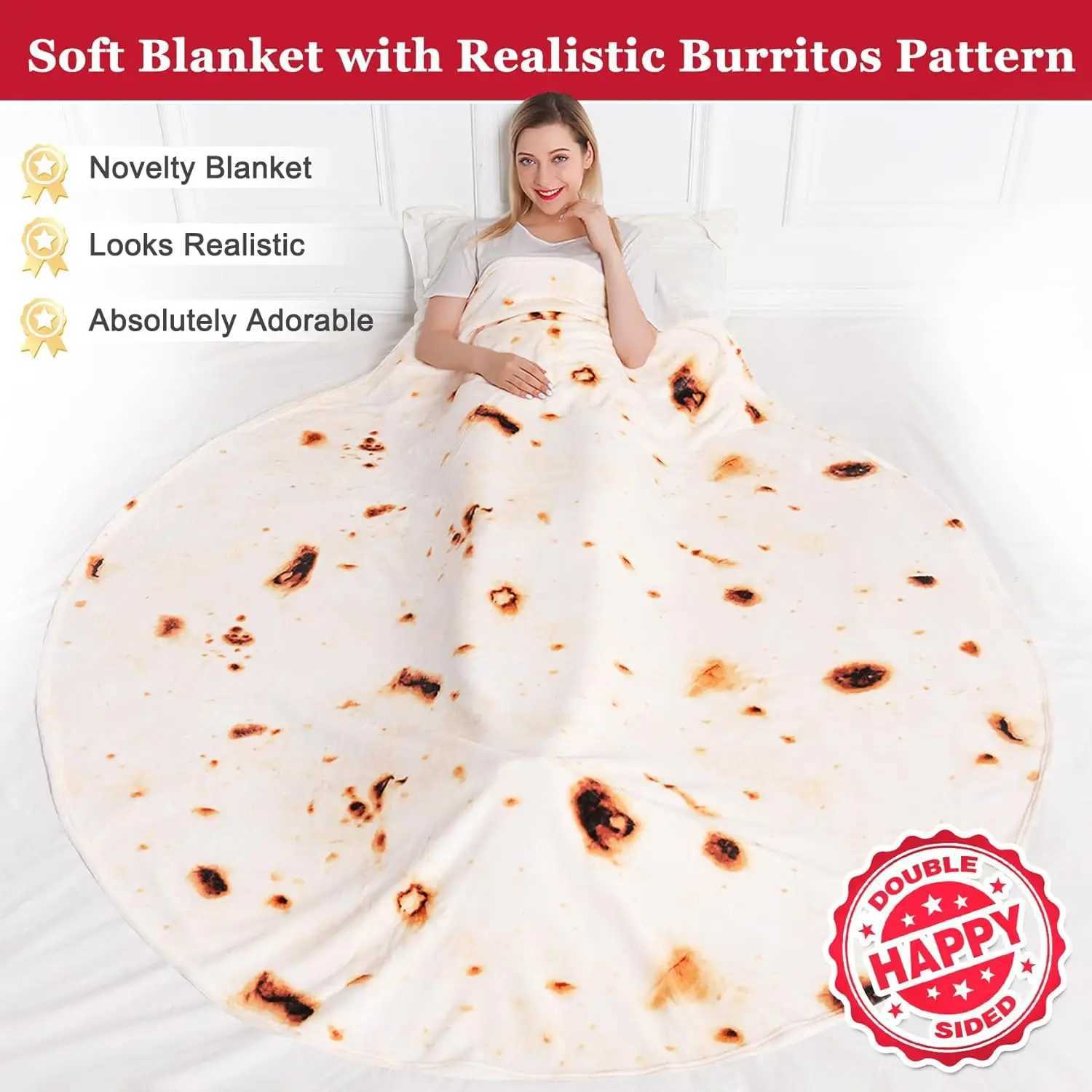 Decken Burritos Tortilla Wrap Decke für Erwachsene und Kinder doppelseitig Funny Food Decke Neuheit lustige Geschenke werfen