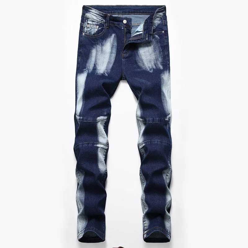 Jeans masculins 2020 High Quty hommes jeans décontractés en revêtement mince plissée plissée jeans pantalon pantalon décontracté denim masculin plus taille 42 T240507