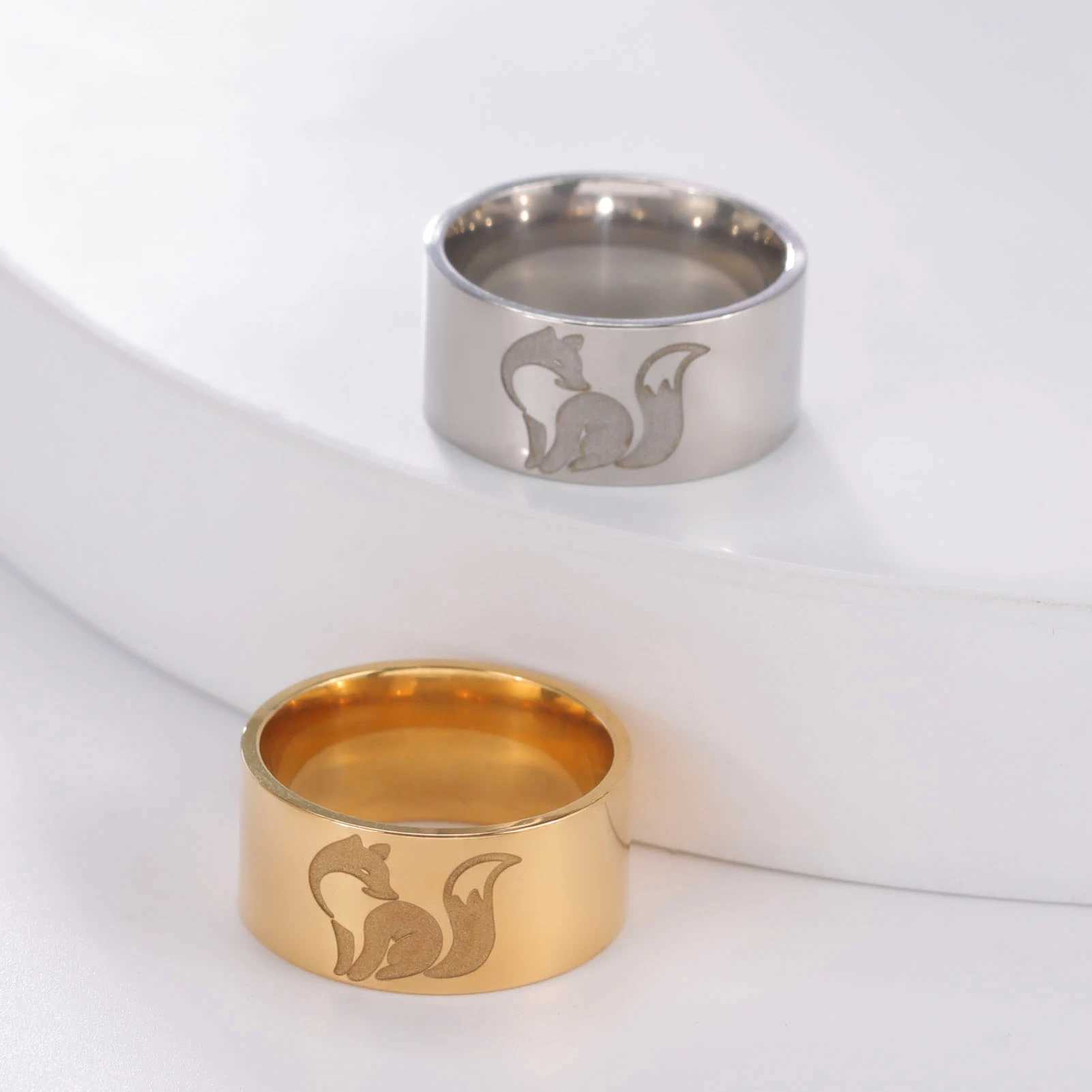 Anelli di nozze Skyrim Fox Ring uomini Donne in acciaio inossidabile 10 mm Punk Punk Anna anelli 2024 Gioielli alla moda Valentino regalo Nuovo in