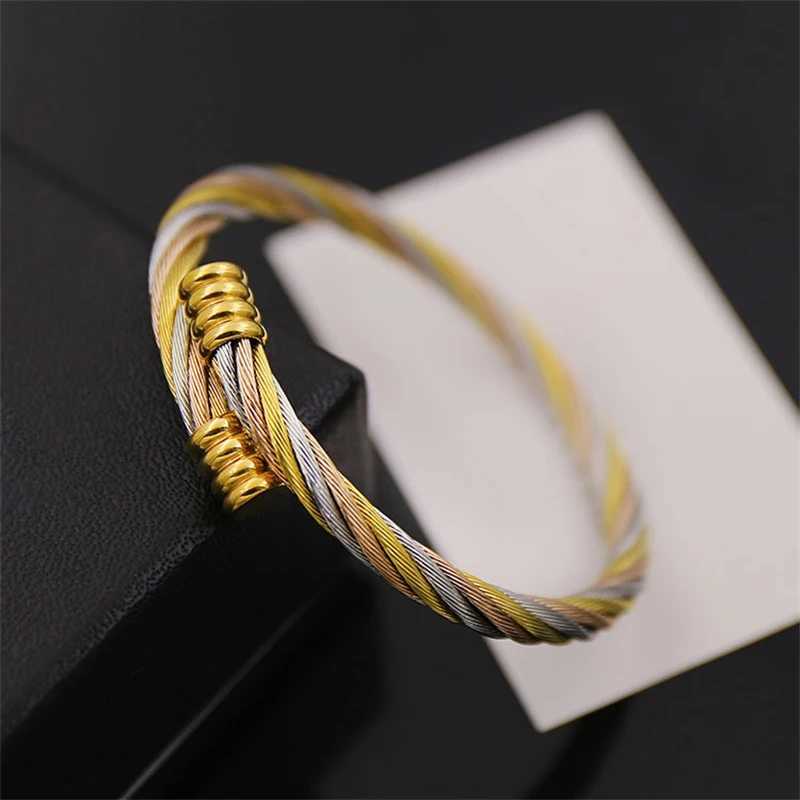 Bedelarmbanden 316L roestvrij staal nieuwe mode fijne sieraden weven interweaving gemengde kleur verstelbare charme ketting armbanden bangle voor vrouwen