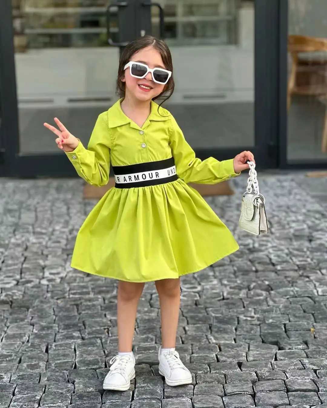 Mädchenkleider Chic Kids Girls Kleid Casual Langarmed Kleid perfekt für Kinderkleidung im Frühjahr/Herbst 2 bis 9L240508