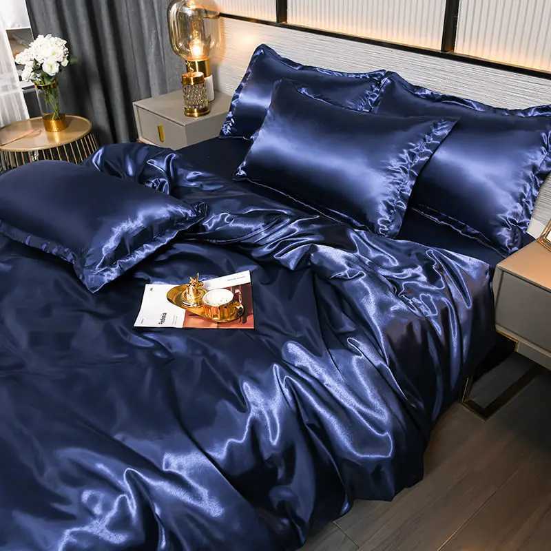 Ensemble de literie pure literie en satin luxueuse litière surdimensionnée couture couvre le lin et les taies d'oreiller adaptées à la literie simple et double couche J240507