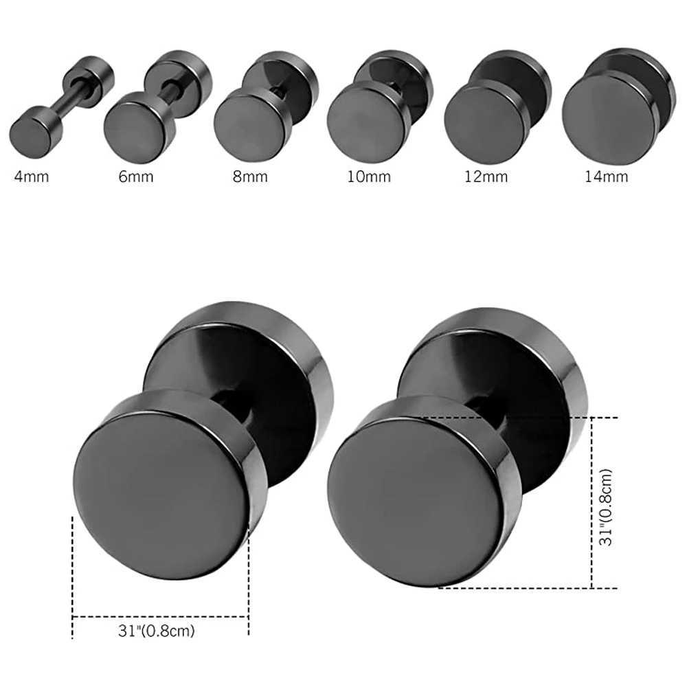 Stud 2-stycken Punk Rostfritt stål Skruv Dumbell Gothic Studörhängen Lämplig för kvinnor Men Street Pop Hip-Hop Rock Low Allergy Q240507