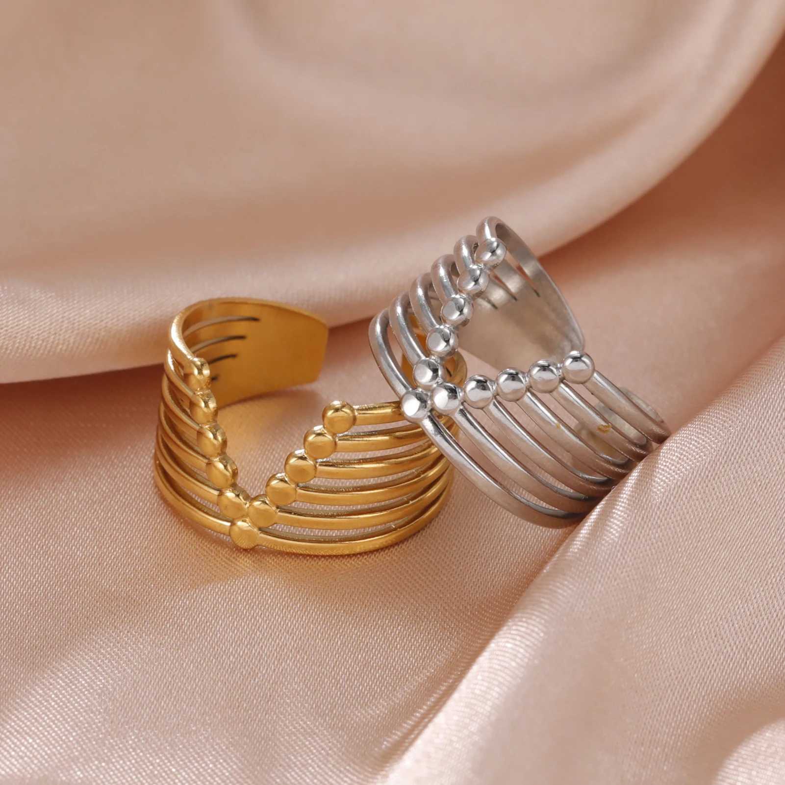 Wedding Rings Skyrim V Shape Rings for Women Stainless Steel Gold Color Wide Open Finger Ring 2024 Hiphop Party Jewelry Valentines Day Gift