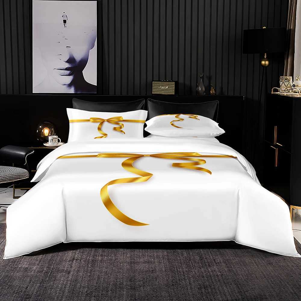 Set di biancheria da letto bianco elegante set di biancheria da letto machino di lusso machine coperta trapunta di qualità camera da letto e cuscino J240507