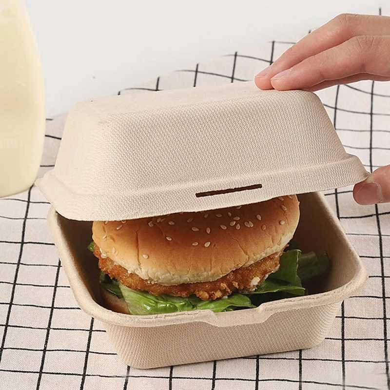 Tek kullanımlık yemek takımı 20/10 Tek kullanımlık Bento Gıda Konteynerleri Pişmiş Tatlılar Kek Kaseleri Ambalaj Hamburger Snack Boxes Microwave Ev Öğle Yemeği Q2405071