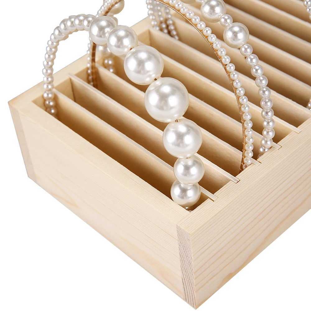 Jewelry Tray Wooden Hair Hoop Display Stand Headband Storage Organizer Rack Bangle Bracelet Holder Detachable Counter Jewelry Showcase