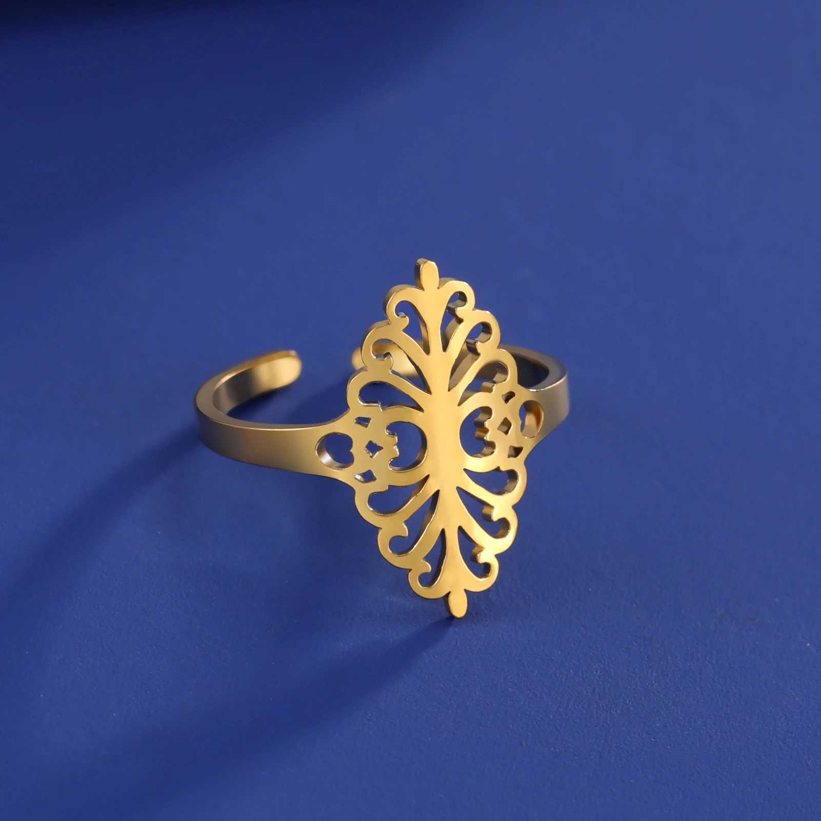 Wedding Rings Skyrim Vintage Filigraan Open Ring Vrouwen Verstelbaar roestvrijstalen Goud Goud Kleur Esthetische ringen Weddingbetrokkenheid Sieraden Gift