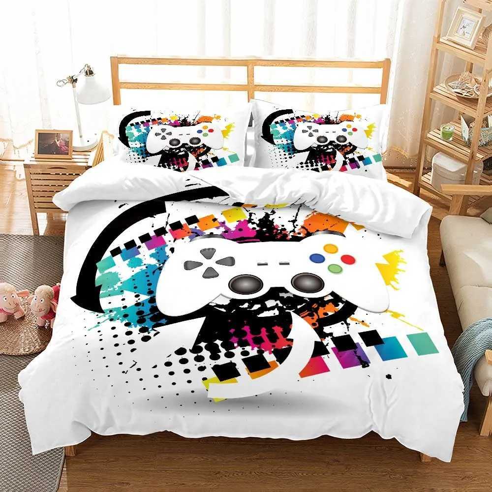 Set di biancheria da letto gamepad childrens da letto giocatore moderno copripiumini di lusso set regina re queen size cover 2/3 copripiumi J240507