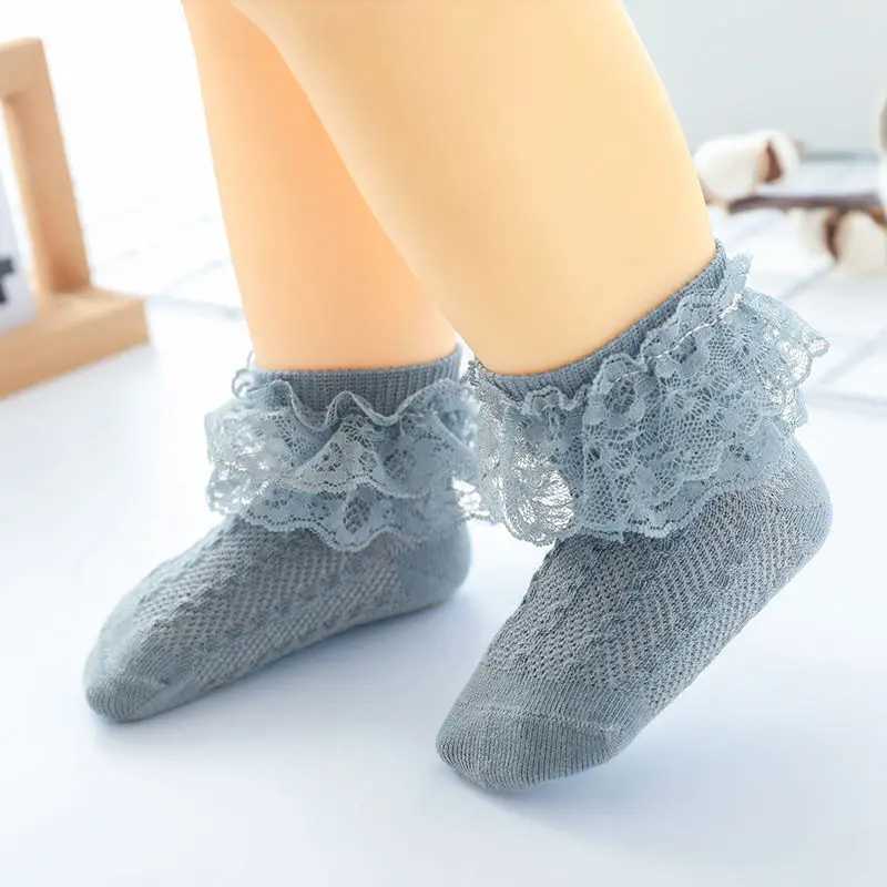 Skarpetki dla dzieci Baby Girl Socks Oddychane bawełniane koronkowe marszczące księżniczka Skarpetki Dzieci Krótki skarpetki dziewczyny dla dzieci