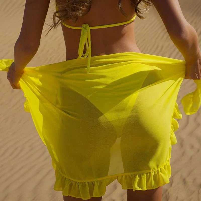 Jupes Femmes Sarongs courts de maillot de bain Couverture de plage de plage Bikini mouton court en cuir en cuir couverture de couverture de couverture 2024L2405