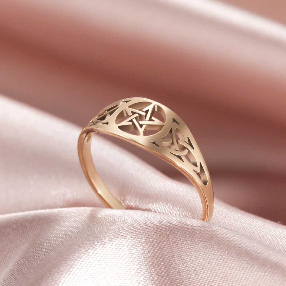 Pierścionki ślubne Skyrim ze stali nierdzewnej irlandzki węzeł pentagram gwiazdek dla kobiet mężczyzn nadprzyrodzone wicca amulet pierścionki biżuterii prezenty hurtowe 2024