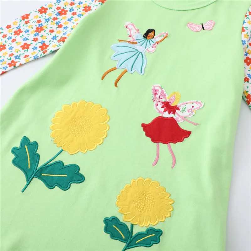 Mädchenkleider springen Messgeräte 2-12t heiß verkauft Prinzessin Girls Kleider Märchen Stickerei Herbst Frühling Kinderkostüm Langarm Dressl2405