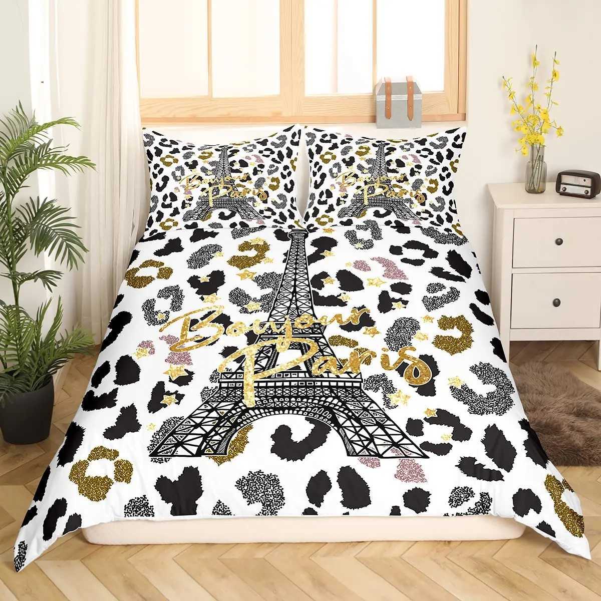 Beddengoed sets luipaard print dekbedovertrek set koningin cheetah beddengoed set geometrisch comfort set African Hunting Animal Dubel Cover Room Decoratie J240507