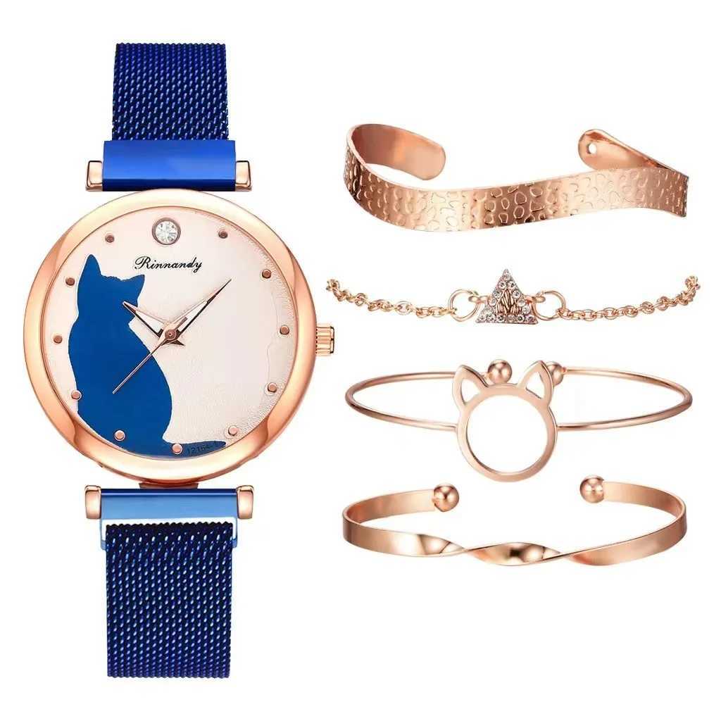 Montres féminines / set Femmes Es Bracelet en or rose Set Cat Patché