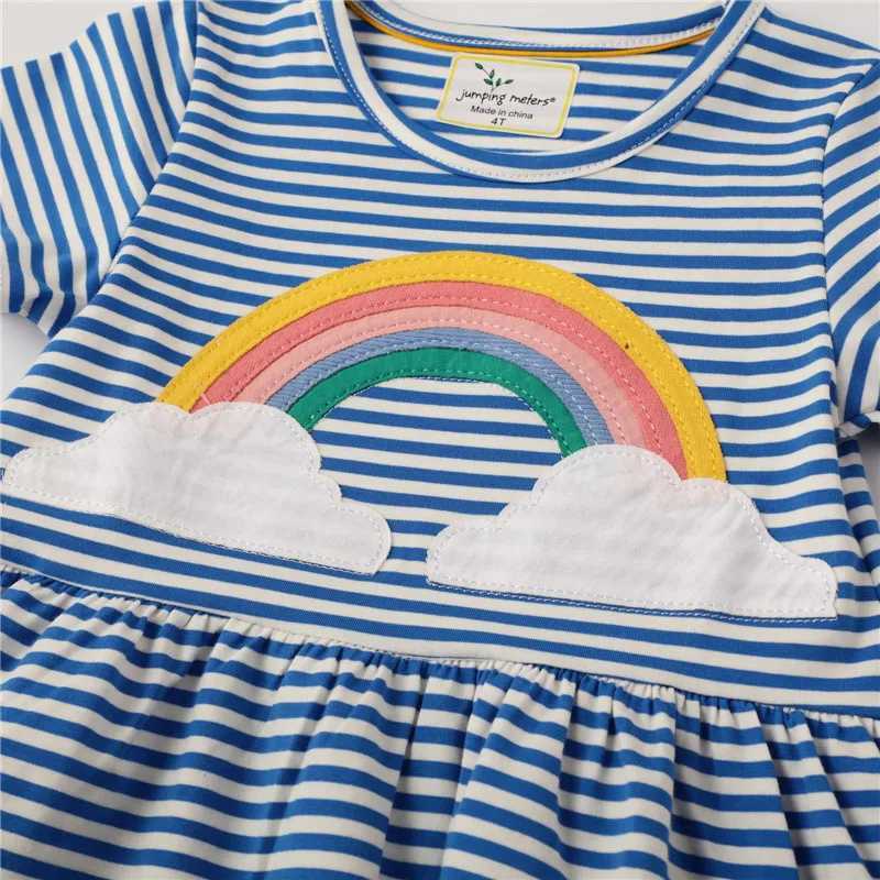 Vestidos de garotas pulando medidores de 2-7t Princess Dress Baby Decal Rainbow Festa fofa menina tutu Dress Cotton Stripe Childrens Girl Dressl2405